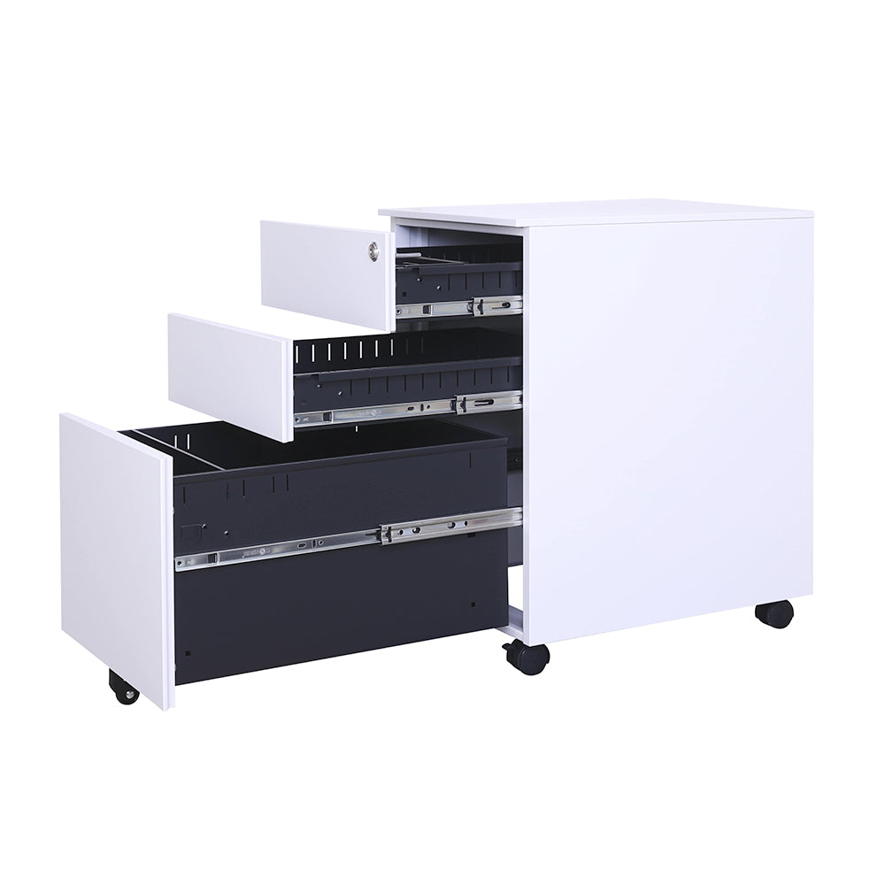 AXMP04 Steel Mobile Pedestal 2D1F with Handle 2 Drawers 1 Filing FREE Pencil Tray Scratch resistant Surface Durable Wheels Many Colours Bed Side Cabinet Storage