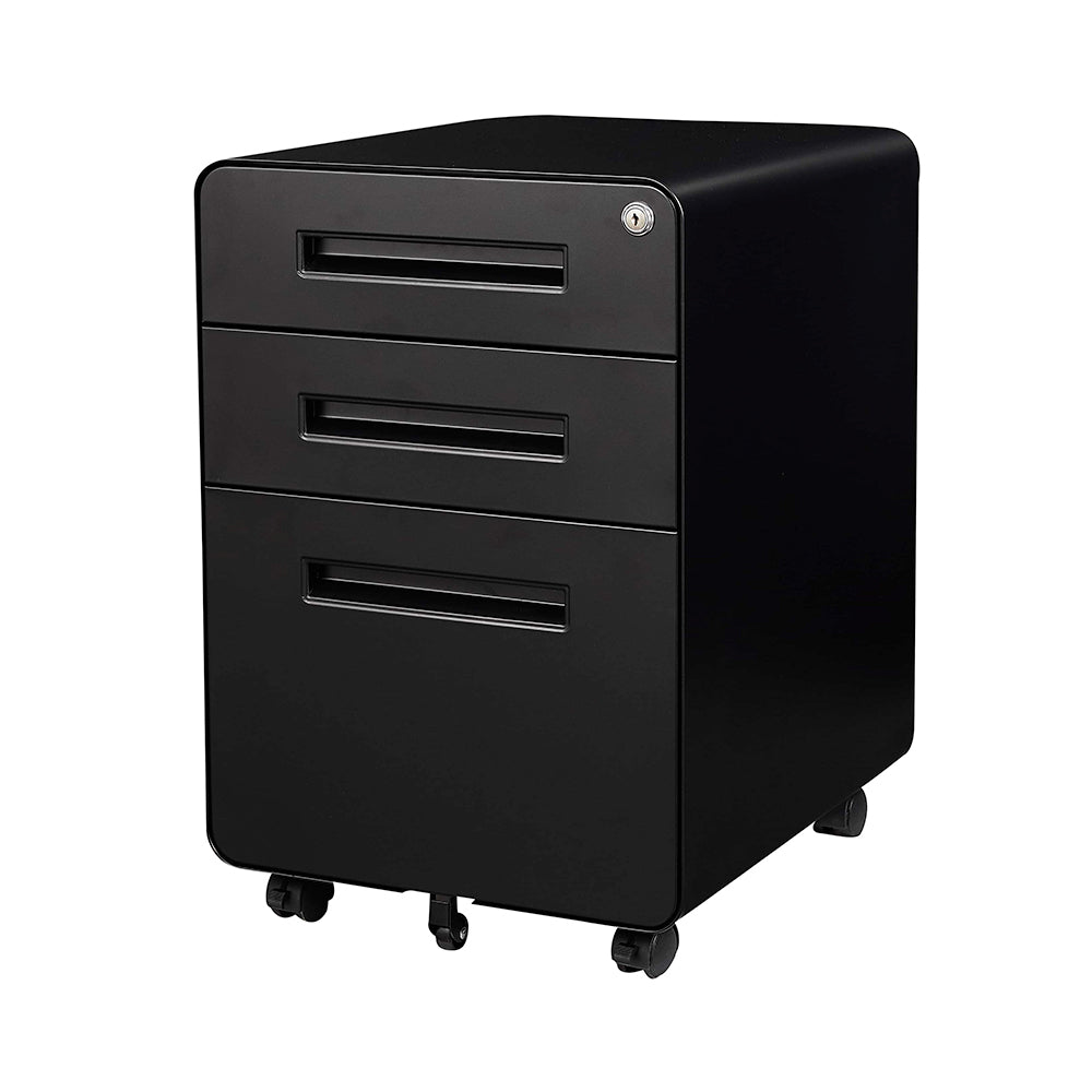 AXMP05 Steel Mobile Pedestal 2D1F with ROUND CORNER & Handle 2 Drawers 1 Filing FREE Pencil Tray Scratch resistant Surface Durable Wheels Many Colours Bed Side Cabinet Storage (Copy)