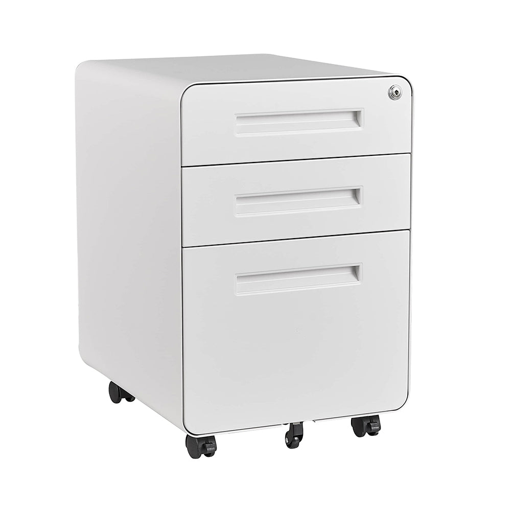 AXMP05 Steel Mobile Pedestal 2D1F with ROUND CORNER & Handle 2 Drawers 1 Filing FREE Pencil Tray Scratch resistant Surface Durable Wheels Many Colours Bed Side Cabinet Storage (Copy)